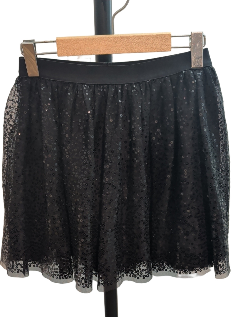 Joe Fresh Girls Black Sequin Tulle Circle Skirt L 10-12 Party Holiday Dance
